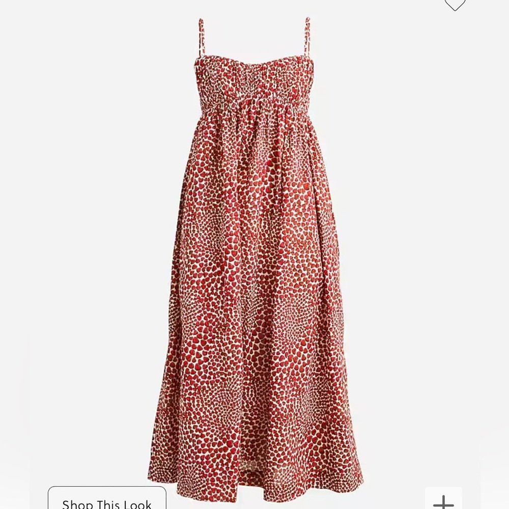 NWT J. Crew Empire-waist midi dress in strawberry swirl print